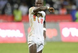 epa05758067 Sadio Mane of Senegal reacts in disappointment for missing a penalty, during the Quarter Final match between Senegal and Cameroon in Franceville, Gabon, 28 January 2017.  EPA/SYDNEY MAHLANGU