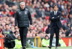 Manchester United manager Jose Mourinho with Chelsea Manager Antonio Conte during  the Premier League match between Manchester United and Chelsea  played at Old Trafford  , Manchester on 16th April 2017