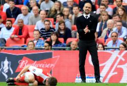 Manchester City Manager Josep Pep Guardiola reacts to a foul given - Arsenal v Manchester City, The Emirates FA Cup Semi Final, Wembley Stadium, London - 23rd April 2017.