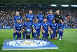Leicester City team photo  during the UEFA Champions League Quarter Final Second Leg match between Leicester City and Atletico Madrid played at The King Power Stadium, Leicester on 18th April 2017