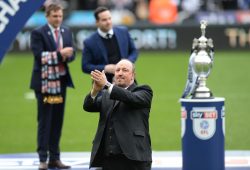 Rafa Benitez applauds the fans after securing the Sky Bet Championship, Newcastle United and Barnsley played at St. James' Park, Newcastle upon Tyne on 7th May 2017