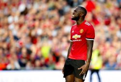 Manchester United's Romelu Lukaku reacts after missing a chance