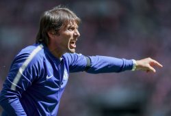 Antonio Conte, Manager of Chelsea, reacts on the side-line