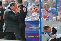 Newcastle manager Rafael Benitez with dug out in despair