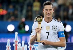 ST PETERSBURG, RUSSIA ? JULY 2, 2017: Germany's captain Julian Draxler receives the Golden Ball at an awards ceremony after their 2017 FIFA Confederations Cup final football match against Chile at St Petersburg Arena Stadium. Germany won the game 1-0 and claimed their first Confederations Cup title. Alexander Demianchuk/TASS 
All Over Press