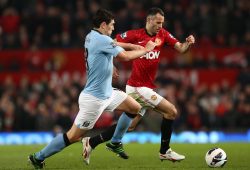 Ryan Giggs of Manchester United and Gareth Barry of Manchester City United Kingdom Manchester