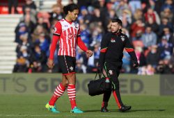 Virgil Van Dijk (southampton) Walks Off Injured During the Premier League Match Between Southampton and Leicester City at St Mary's Stadium Southampton England On 22 January 2017