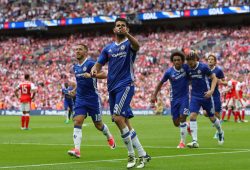 Diego Costa of Chelsea celebrates after scoring the equalising goal, making it 1-1 - Arsenal v Chelsea, The Emirates FA Cup Final, Wembley Stadium, London - 27th May 2017.