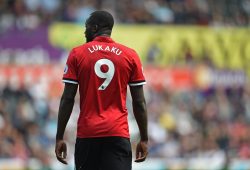 Romelu Lukaku (9) of Manchester United back of his shirt during the Premiership League game, between Swansea City and Manchester United at the Liberty Stadium, on August 19th 2017 in Swansea, UK.