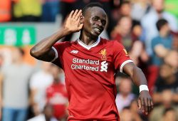 Sadio Mane of Liverpool celebrates scoring his goal to make it 2-0