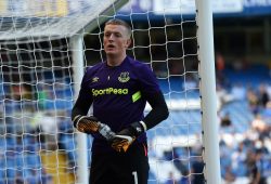 Jordan Pickford, Goalkeeper of Everton during the Premier League match between Chelsea and Everton at Stanford Bridge, Chelsea, London on August 27.