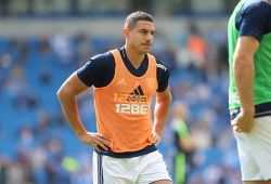 West Bromwich Albion midfielder Jake Livermore (8) warms up before  the Premier League match between Brighton and Hove Albion and West Bromwich Albion at the American Express Community Stadium, Brighton and Hove