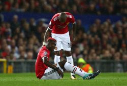 Paul Pogba of Manchester United injured before going off