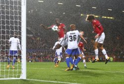 Marouane Fellaini of Manchester United scores the opening goal