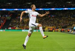 Harry Kane of Tottenham Hotspur celebrates scoring his sides third goal