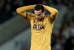 Vincent Janssen of Tottenham Hotspur looks dejected