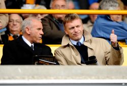 Stoke City Assistant Manager Peter Reid and Everton Manager David Moyes United Kingdom Wolverhampton
