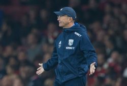 WBA manager Tony Pulis reacts after penalty appeal in first half