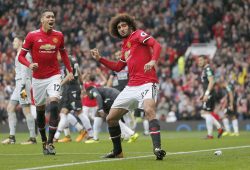 Marouane Fellaini of Manchester United cele on his 2nd goal