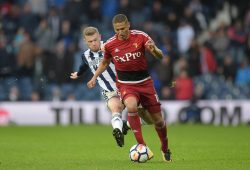 James Mclean of West Bromwich Albion  fouls Richarlison of Watford