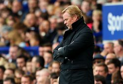 Everton manager Ronald Koeman looks dejected