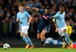 Fernandinho of Manchester City challenges Marek Hamsik of Napoli