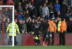 Jason Puncheon of Crystal Palace and Pape N'Diaye Souare of Crystal Palace looks disappointed & dejected after losing 4-1 during the Caraboa Cup Round of 16 match between Bristol City and Crystal Palace on 24th October 2017 at Ashton Gate Stadium, Bristol.