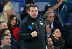 Everton Caretaker Manager David Unsworth pumps his fist