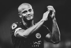 Vincent Kompany of Manchester City celebrates after a victory over Stoke City