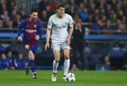 Andreas Christensen of Chelsea and Lionel Messi of FC Barcelona in action