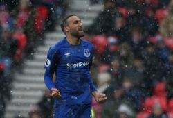 Everton's Cenk Tosun celebrates his goal