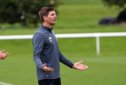 Steven Gerrard, Liverpool U-18's manager, on the touchline at the opening game of the 2017-2018 season, at Derby County
