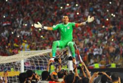 Essam El Hadary of Egypt celebrates after winning the 2018 FIFA World Cup qualification match