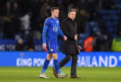 Leicester City manager Claude Puel and Leicester City forward Jamie Vardy (9) during the The FA Cup match between Leicester City and Sheffield Utd at the King Power Stadium, Leicester. Picture by Jon Hobley