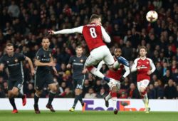Aaron Ramsey  of Arsenal scores his sides third goal from back heel