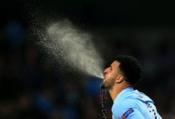 Kyle Walker of Manchester City spits water