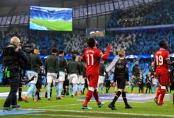 Mohamed Salah of Liverpool walks out prior to kick off