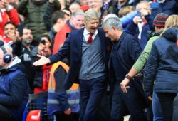Manchester United manager Jose Mourinho with counterpart Arsene Wenger of Arsenal