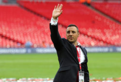 Santi Cazorla of Arsenal who has been suffering with a long term injury waves at the Arsenal fans during Arsenal vs Chelsea, Emirates FA Cup Final Football at Wembley Stadium on 27th May 2017