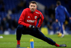 Gareth McAuley of West Brom and Northern Ireland warms up ahead of kick-off during Chelsea vs West Bromwich Albion, Premier League Football at Stamford Bridge on 12th February 2018
