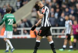 Islam Slimani of Newcastle United is dejected after the final whistle