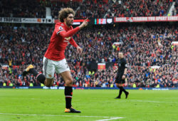 Marouane Fellaini of Manchester United celebrates scoring his goal to make it 2-1
