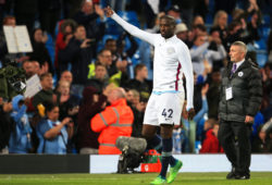 Yaya Toure of Manchester City takes part in a lap of honour after his final home match