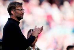 Jurgen Klopp manager of Liverpool applauds the fans on the walk round