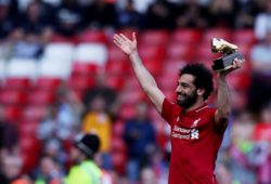 Mohamed Salah of Liverpool with the golden boot at the end of the match