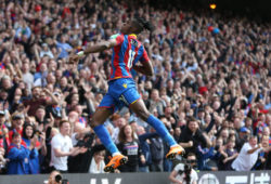 Wilfried Zaha of Crystal Palace celebrates scoring the opening goal