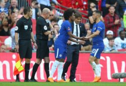 Eden Hazard of Chelsea is replaced by  Willian of Chelsea