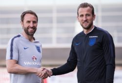 England manager Gareth Southgate poses for a photograph with his captain for the World Cup Harry Kane