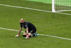 Liverpool goalkeeper Loris Karius looks dejected at the end of the game