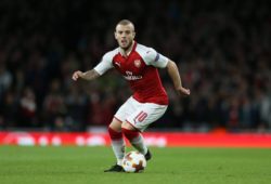 26th April 2018, Emirates Stadium, London, England; UEFA Europa League football, semi final, 1st leg, Arsenal versus Atletico Madrid; Jack Wilshere of Arsenal on the ball PUBLICATIONxINxGERxSUIxAUTxHUNxSWExNORxDENxFINxONLY ActionPlus12017373